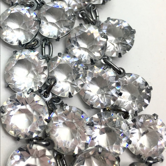 Vintage Art Deco Czech clear stone Choker necklace 15”L.